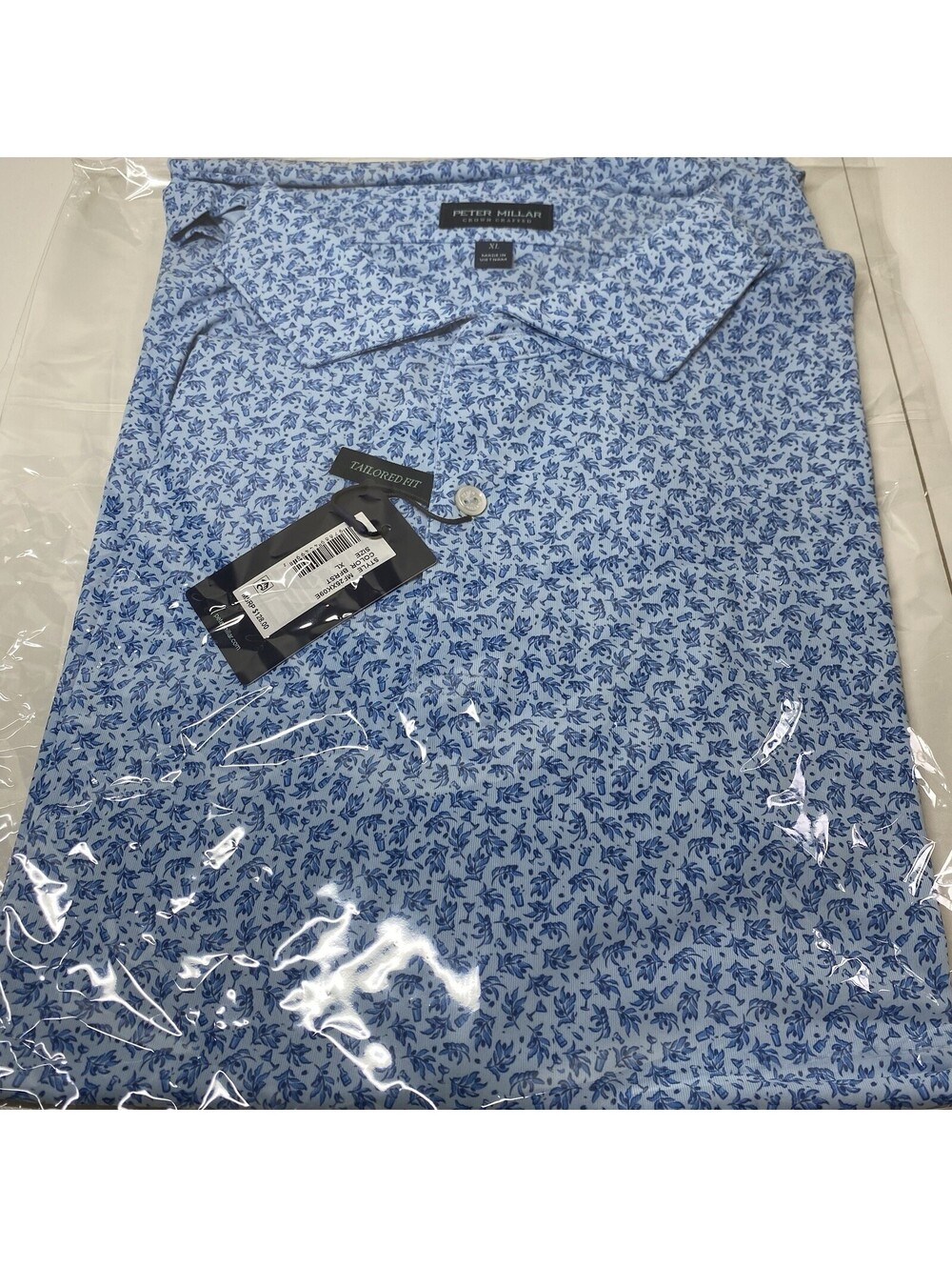 Peter Millar Crown Crafted Blue Floral Polo Shirt XL NWT